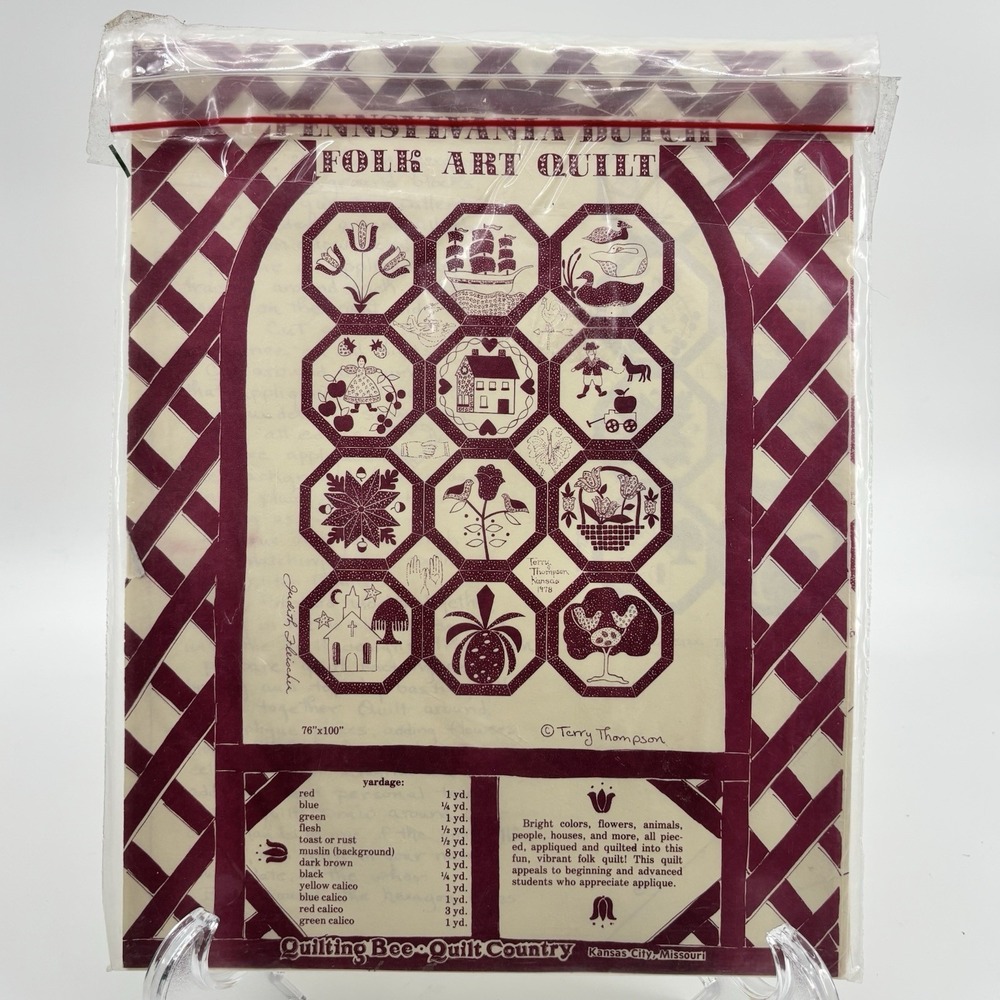 Pennsylvania Dutch Folk Art Quilt Pattern Octogan Lattice Cottage Core Homestead